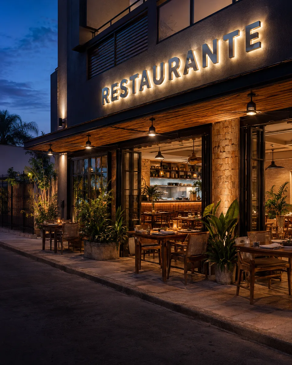 Fachada ilustrativa de un restaurante